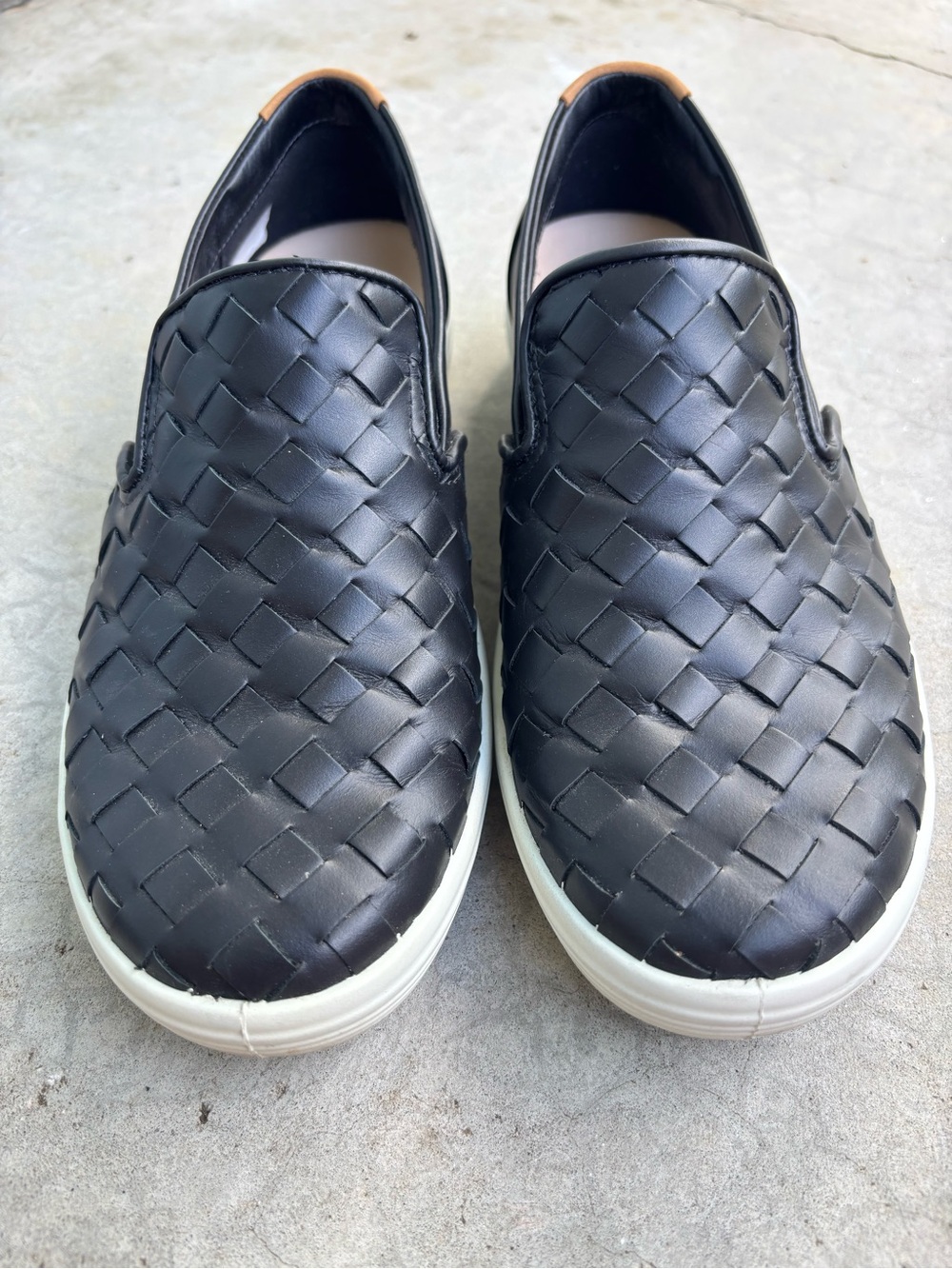 ECCO Soft 7 Woven Slip On Sneakers Black Leather Comfort Shoes Flats Euro 37 - Picture 5 of 10